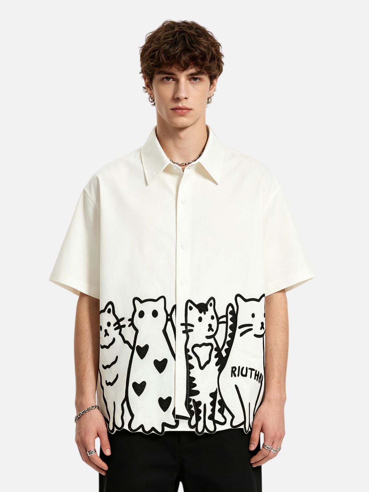 Haaura Cat Print Shirt