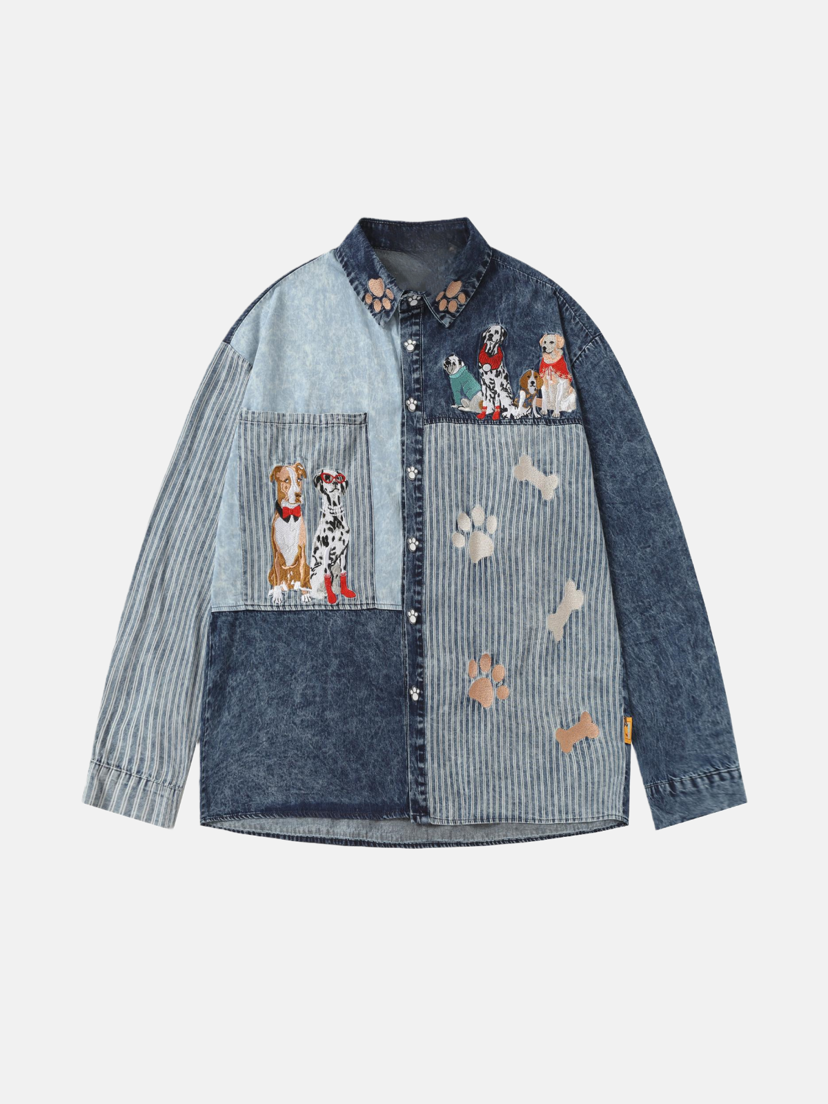 Haaura Puppy Bone Panel Denim Shirt