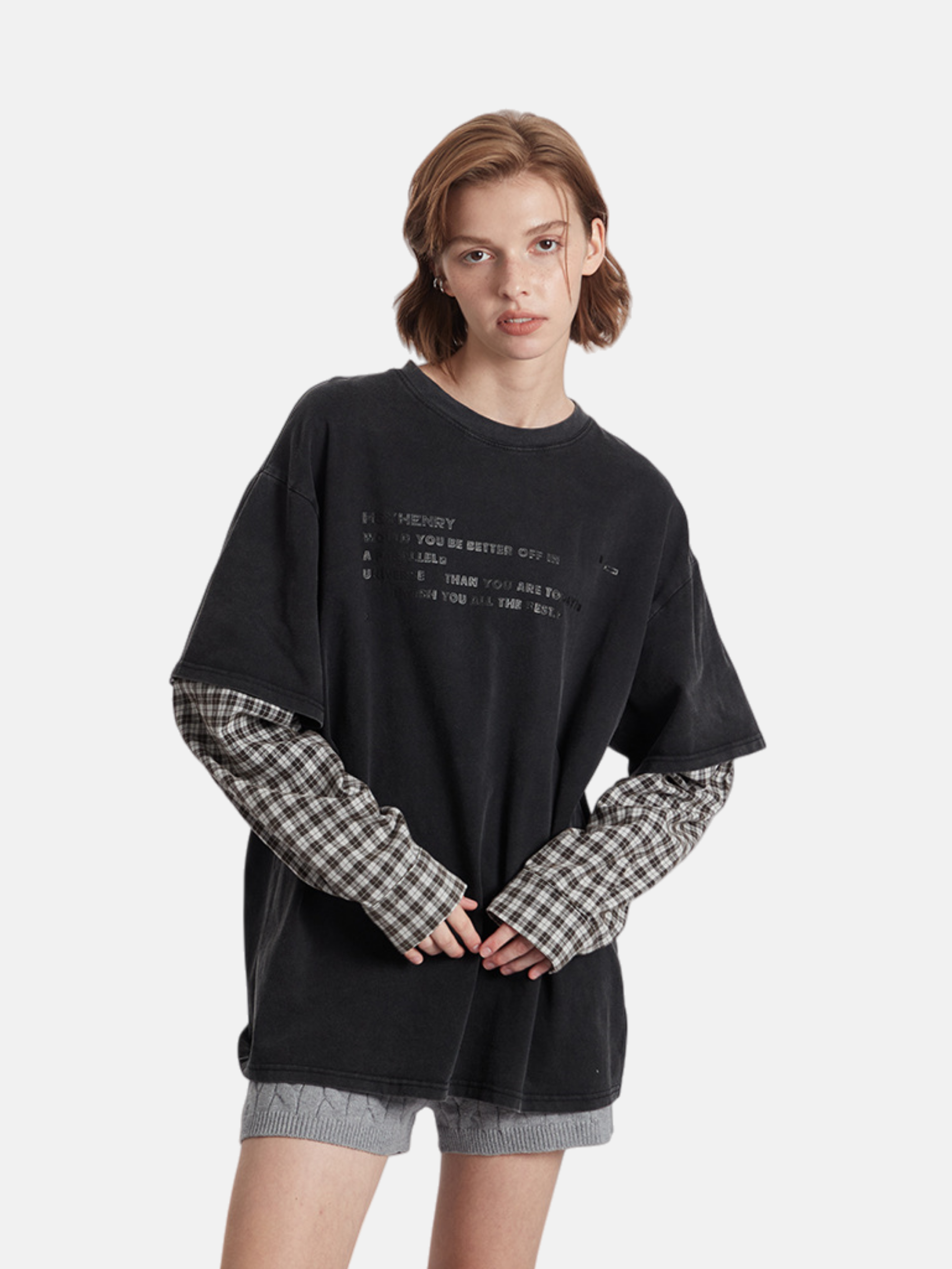 Haaura Layered Slogan Short Sleeve Tee
