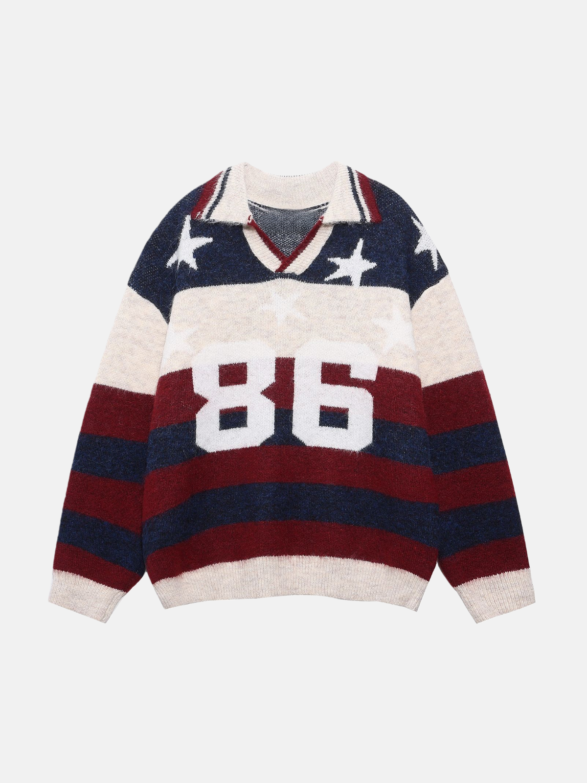 Haaura Stripe Star 86 Fold-Over Sweater