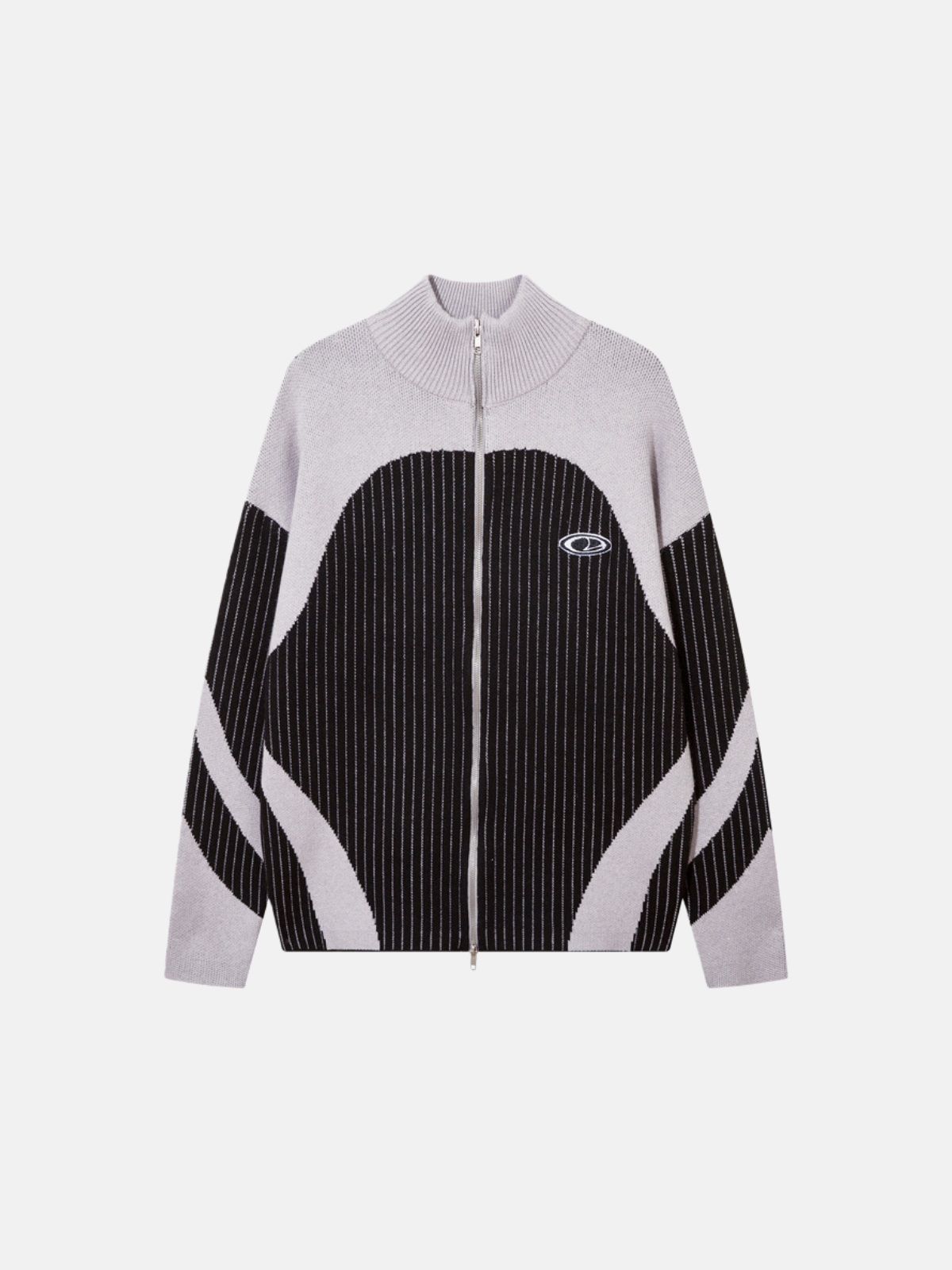 Haaura Color Blocking Stripe Turtleneck Cardigan