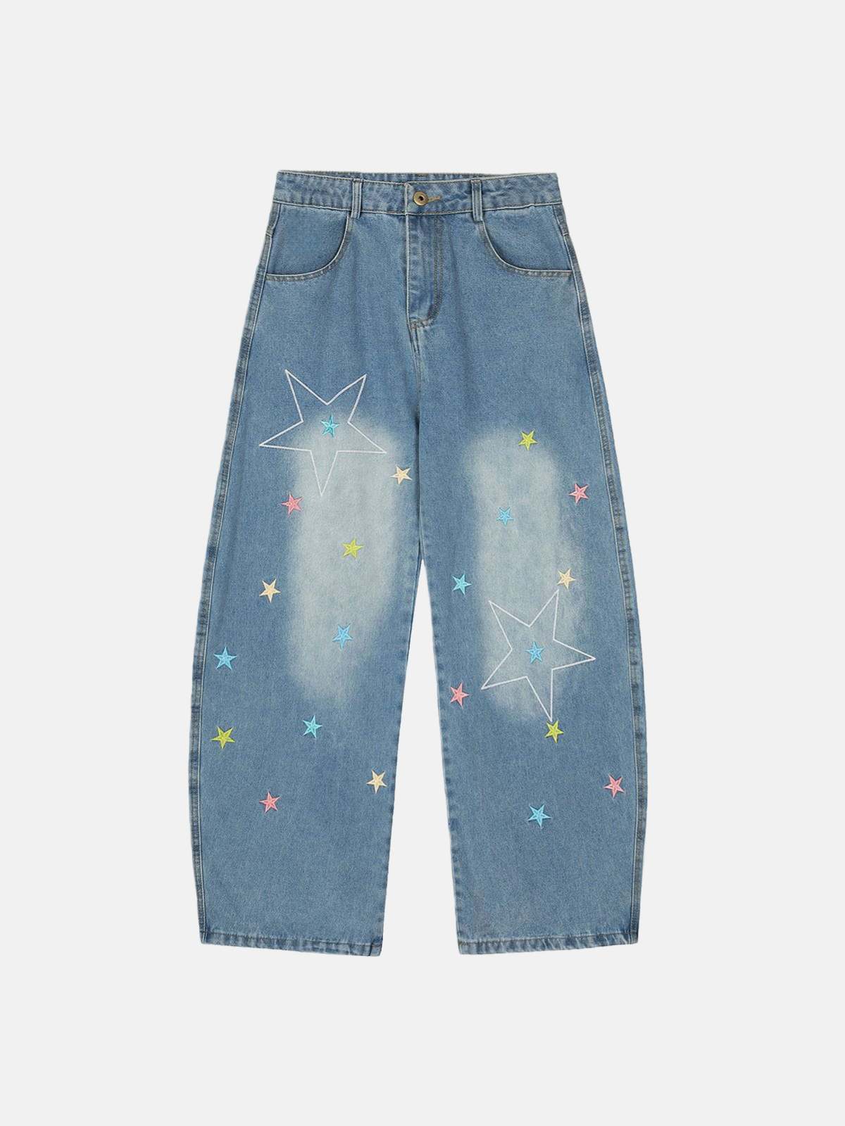 Haaura Stars Embroidery Baaggy Barrel Jeans