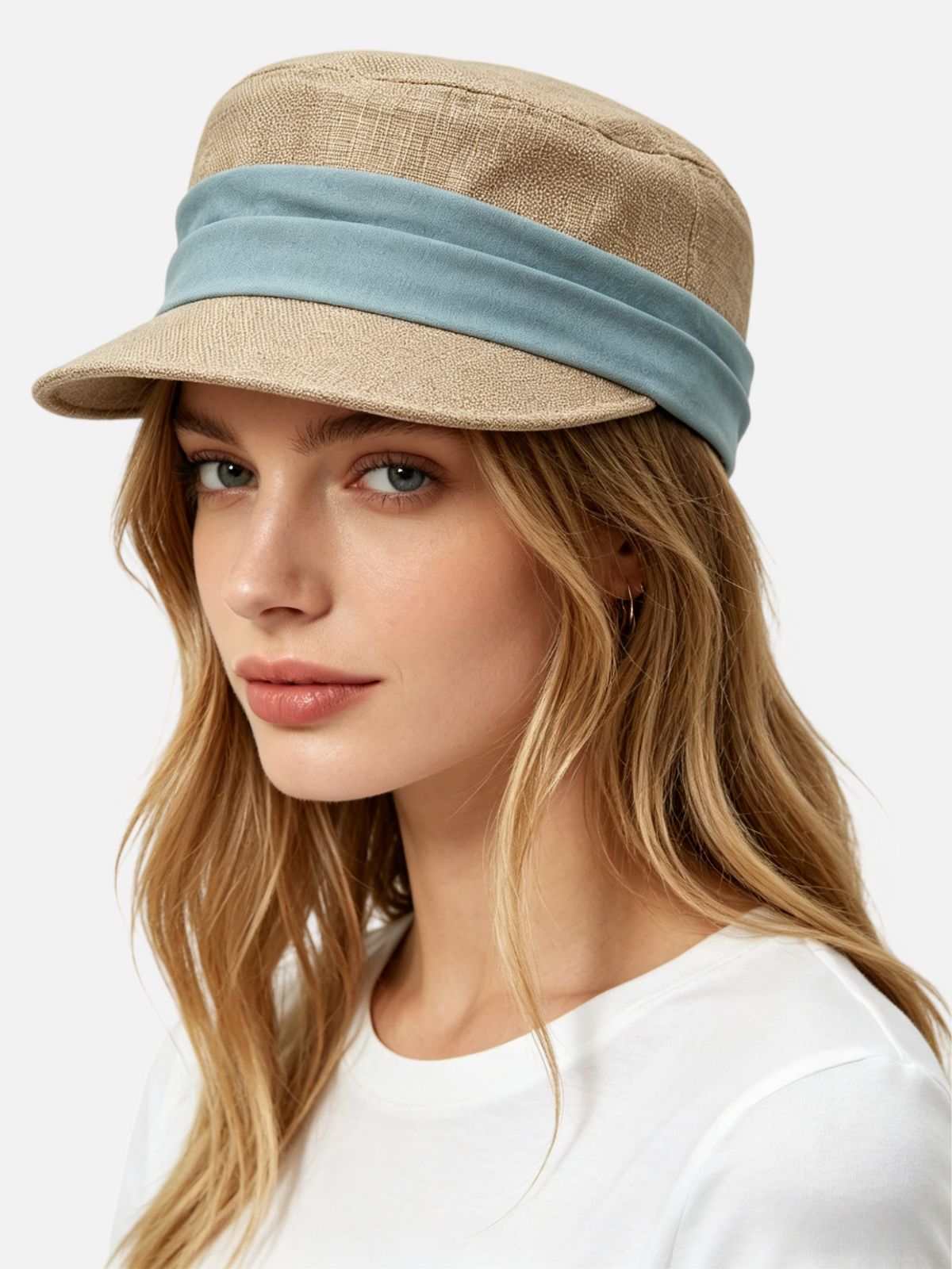 Haaura Vintage Camel Ribbon Boater Hat