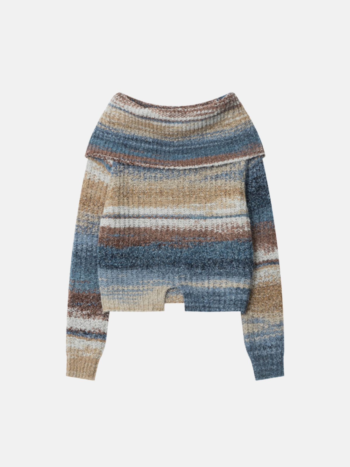 Haaura Cowl Neck Ombre Stripe Cropped Sweater
