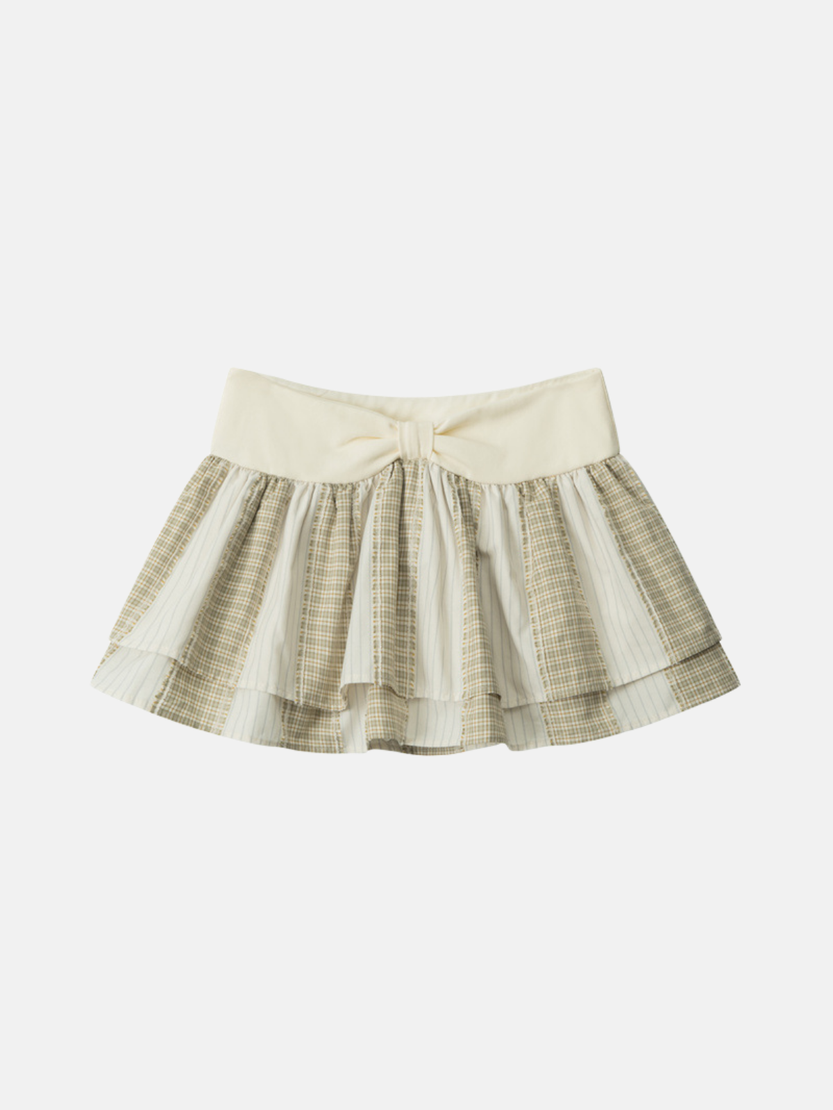 Haaura Bow-Tie Plaid & Striped Tiered Skirt