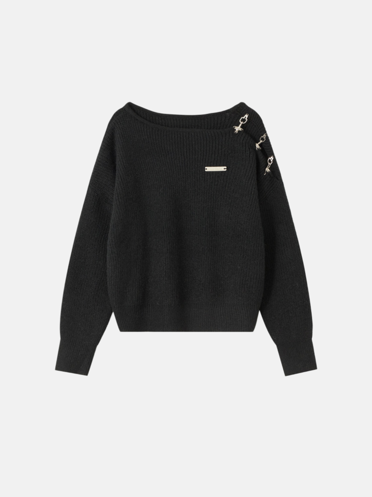 Haaura Metal Plate Zip & Ring Detail Cropped Sweater
