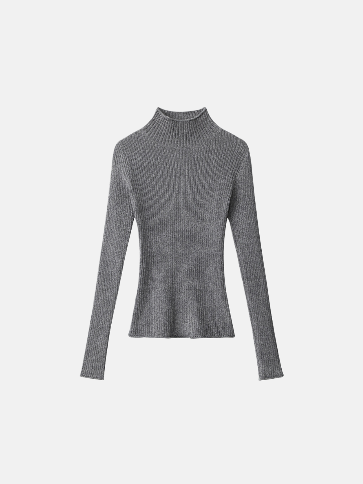 Haaura Gray Mock Neck Knit Sweater
