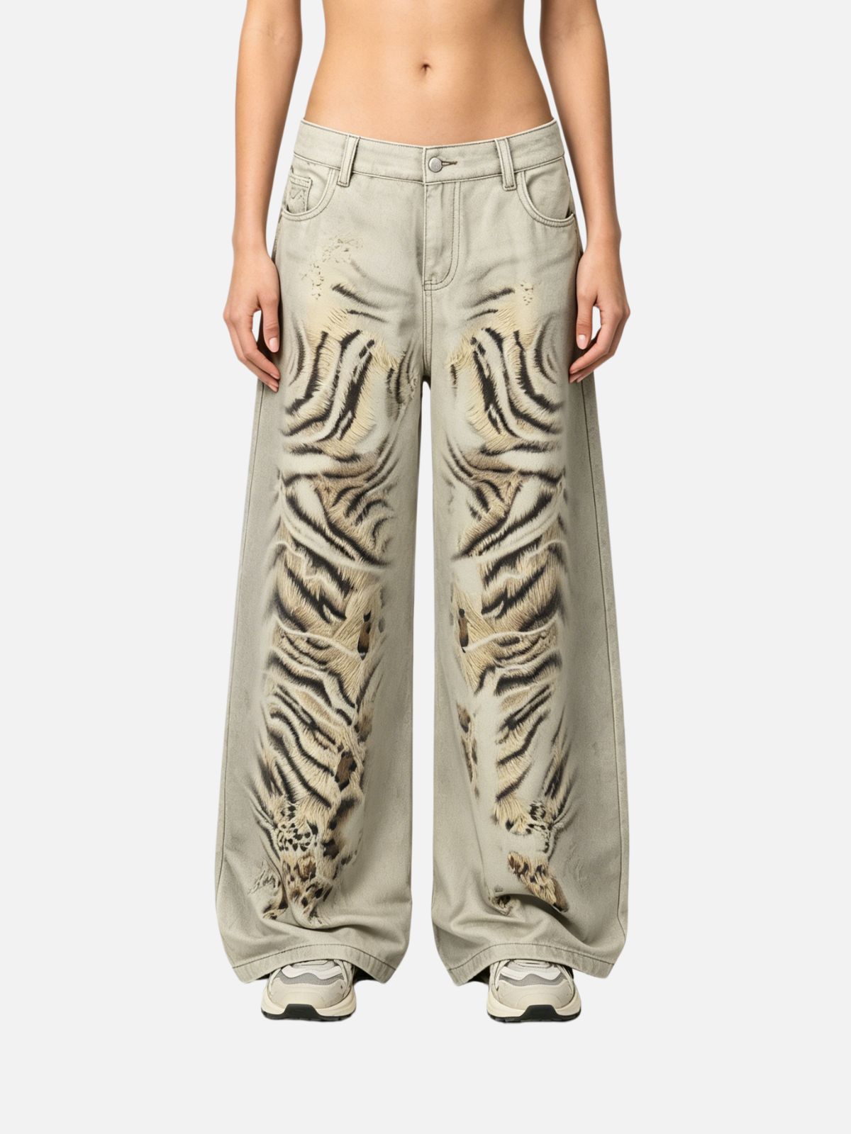 Haaura Tiger Print Baggy Jeans