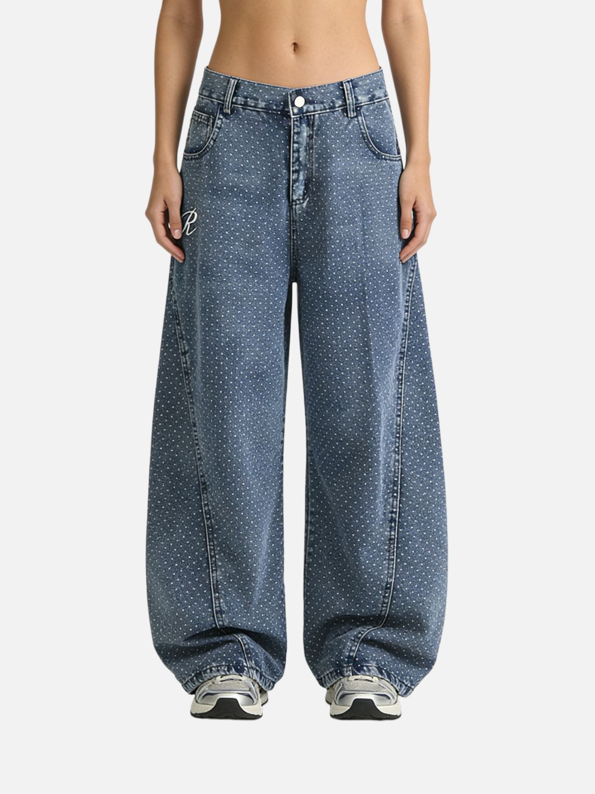 Haaura Retro Polka Dot High-Waisted Flare Jeans