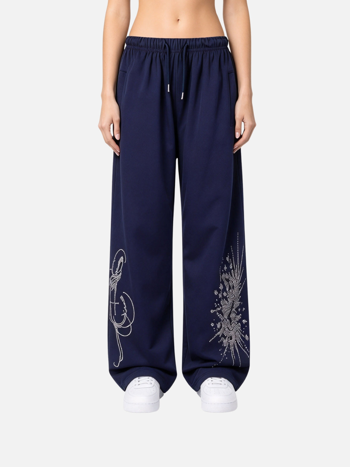 Haaura Rhinestone Graphic Wide Leg Sweatpants
