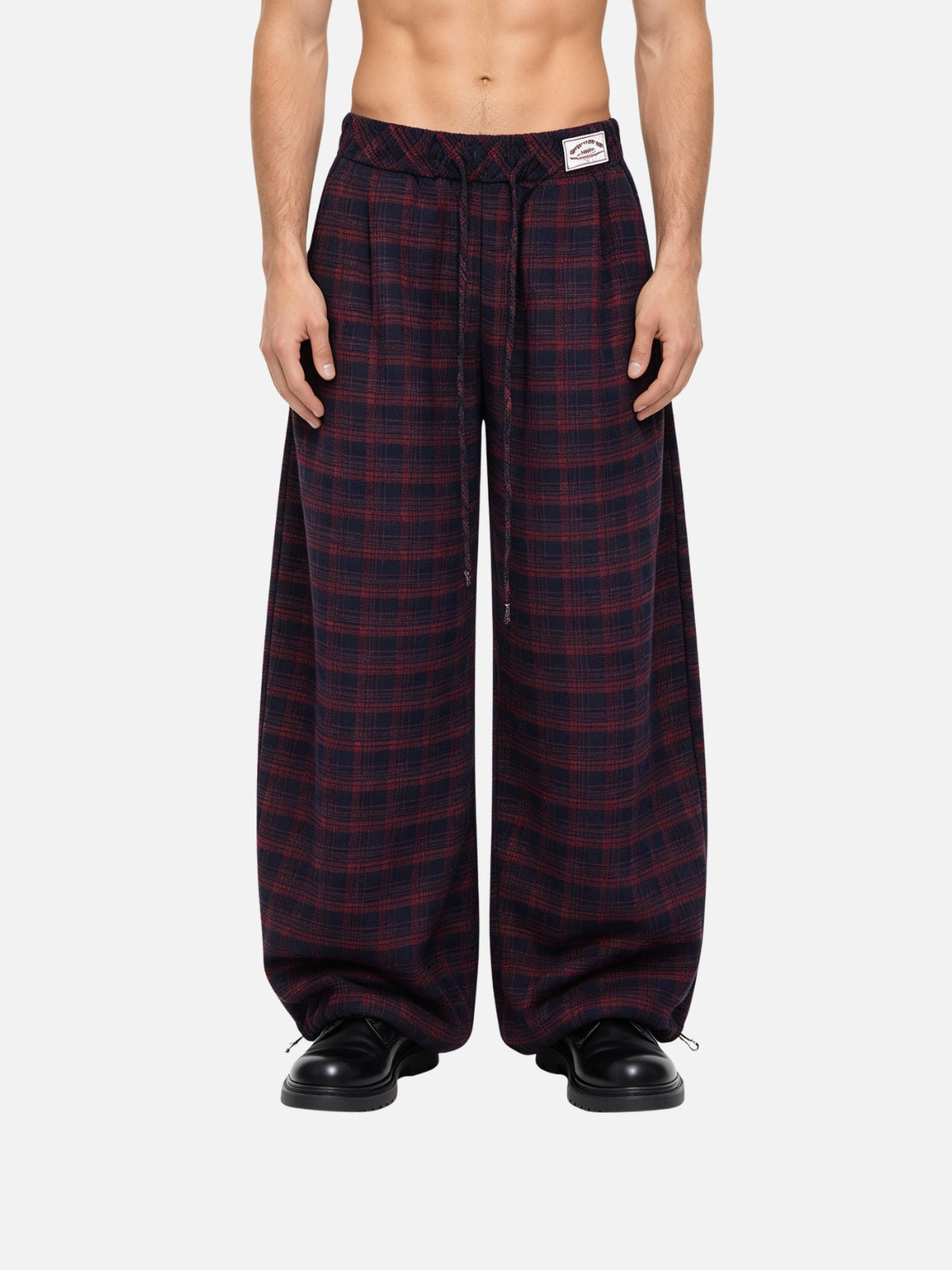 Haaura Plaid Baggy Barrel Sweatpants