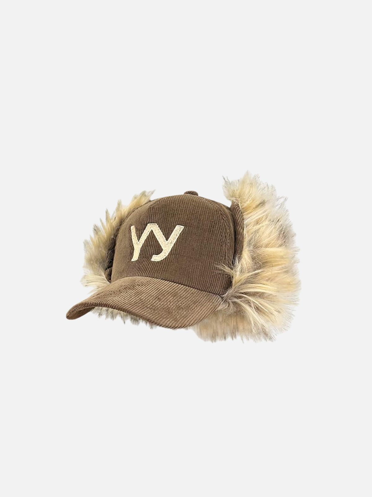 YY Embroidered Corduroy Earflap Hat