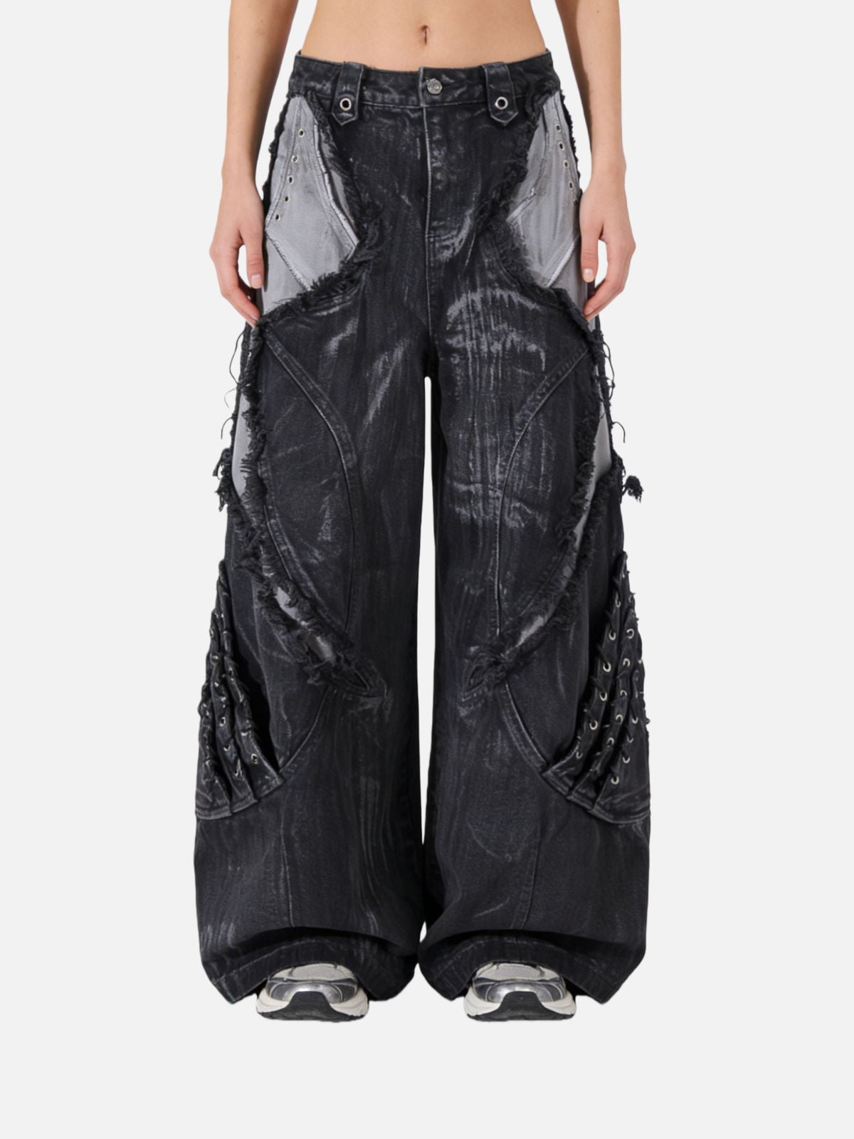 Haaura Super Baggy Patchwork Multi-Ring Denim Pants
