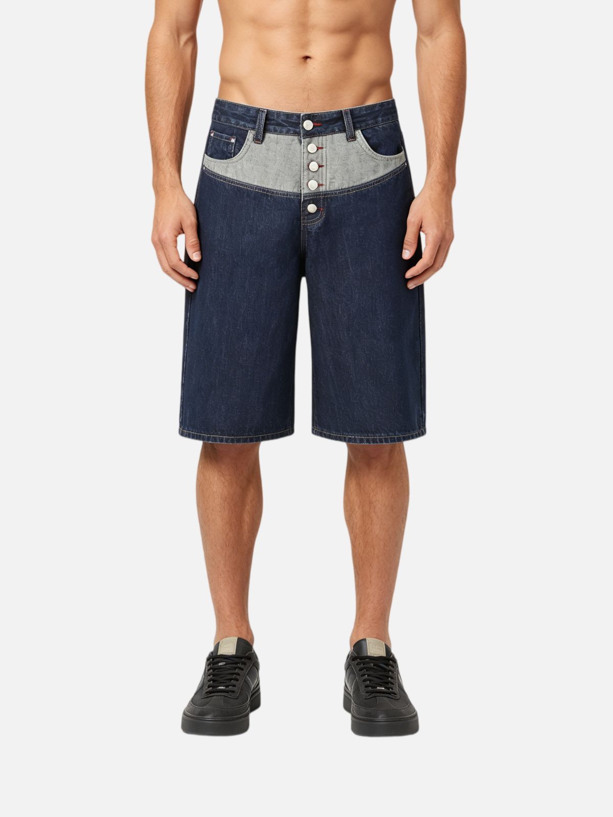 Haaura High-Waisted Wide-Leg Color-Block Jorts