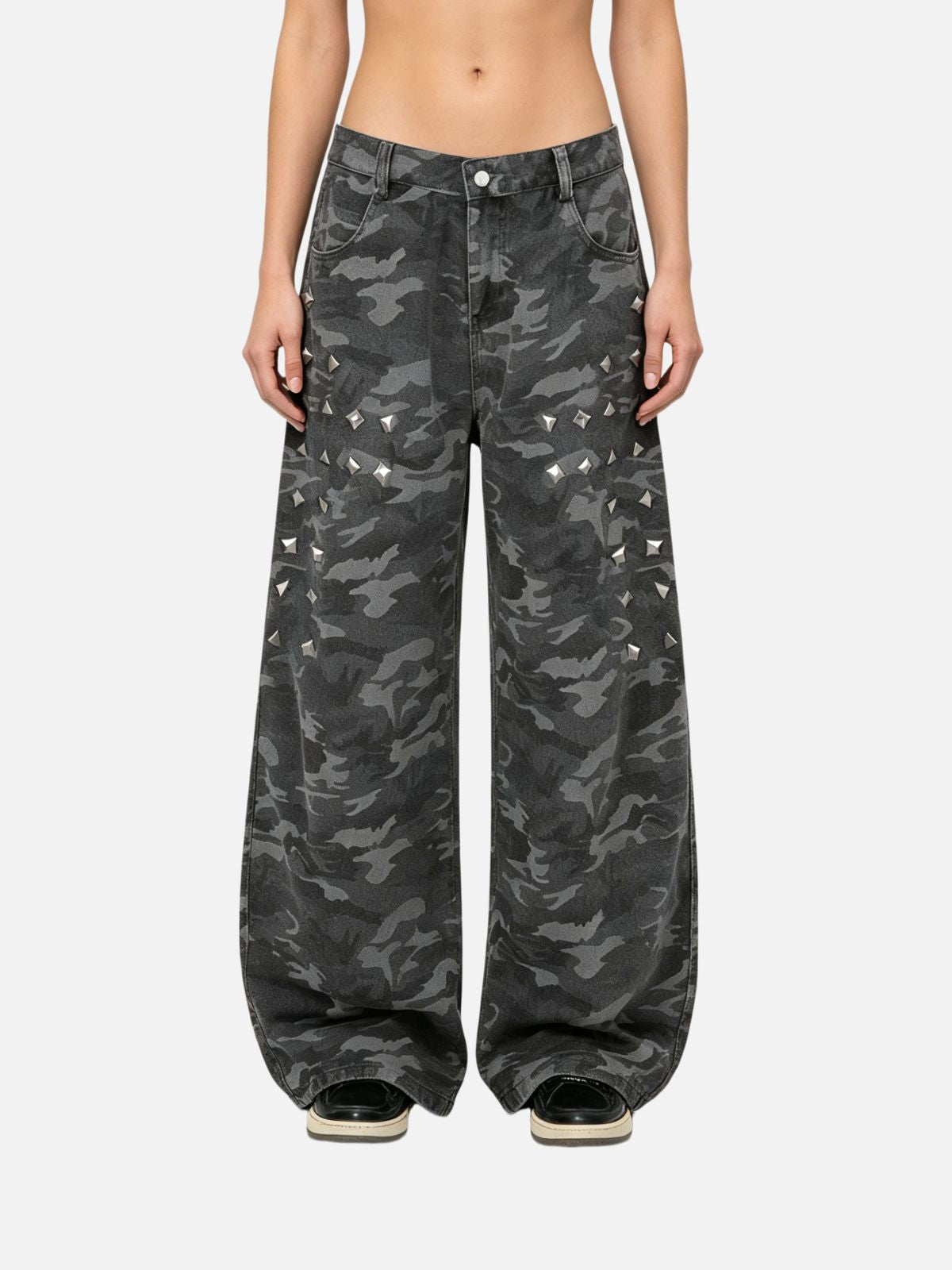 Haaura Wide-Leg Dark Camo Pants