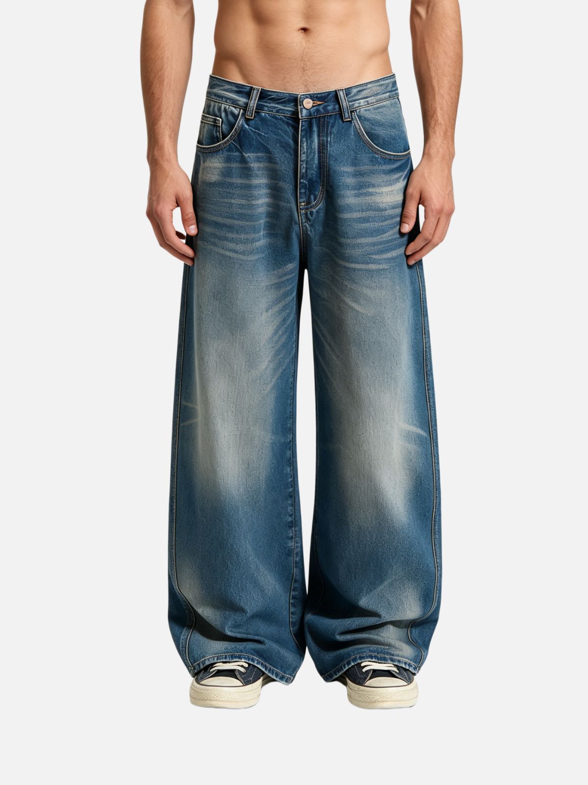 Haaura Embroidered Patch Baggy Jeans