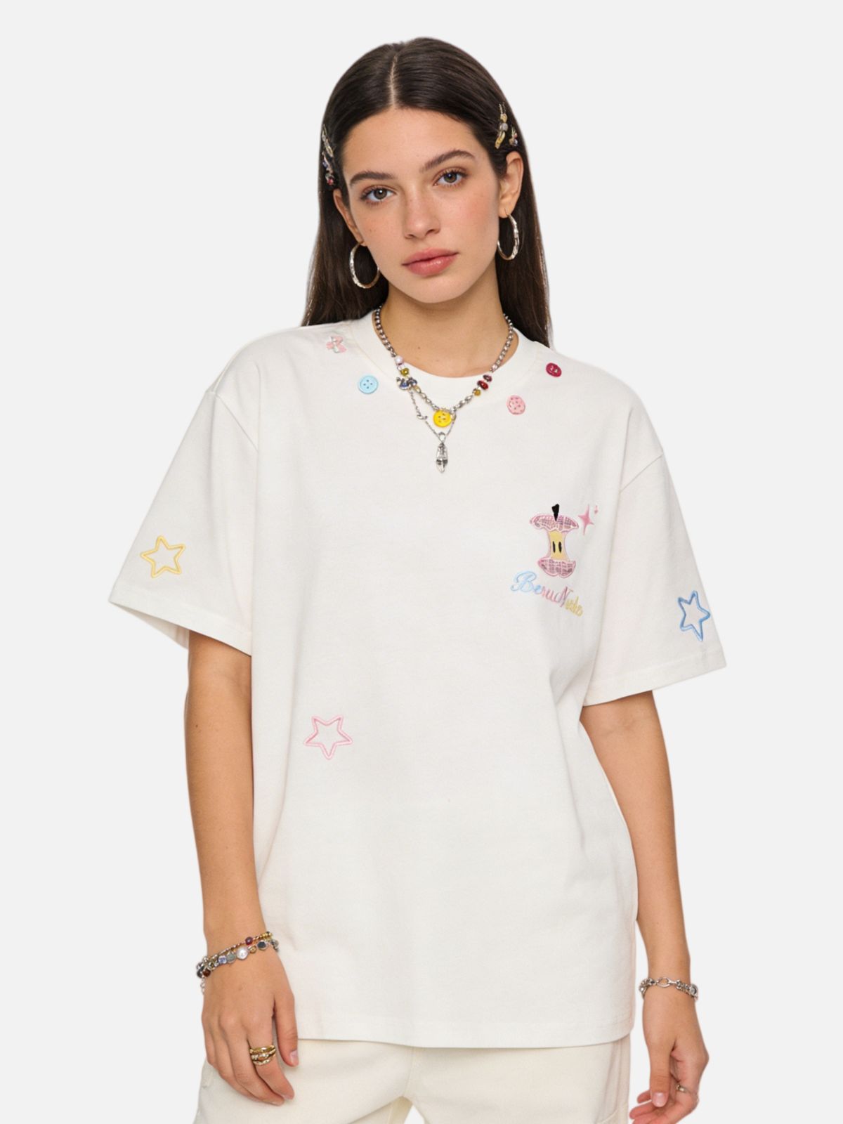 Haaura Apple Embroidered Star Tee