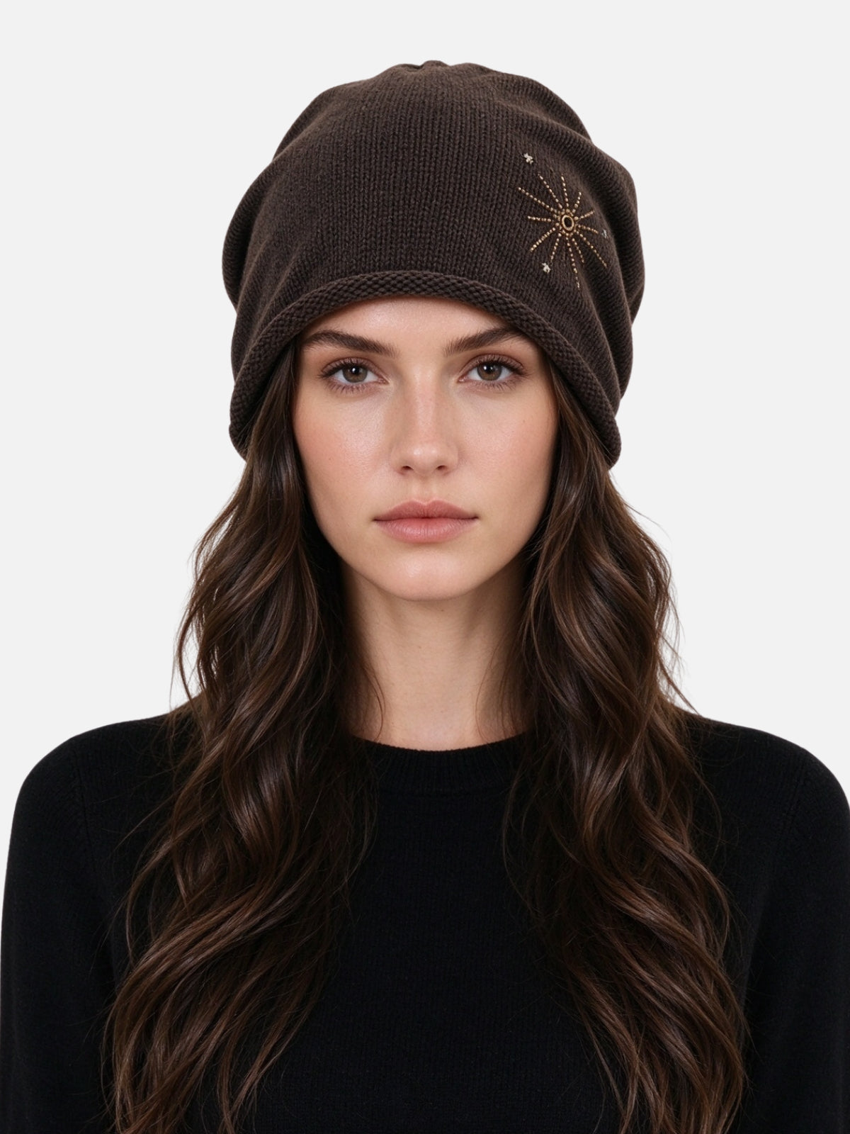 Rhinestone Sunburst Knit Beanie