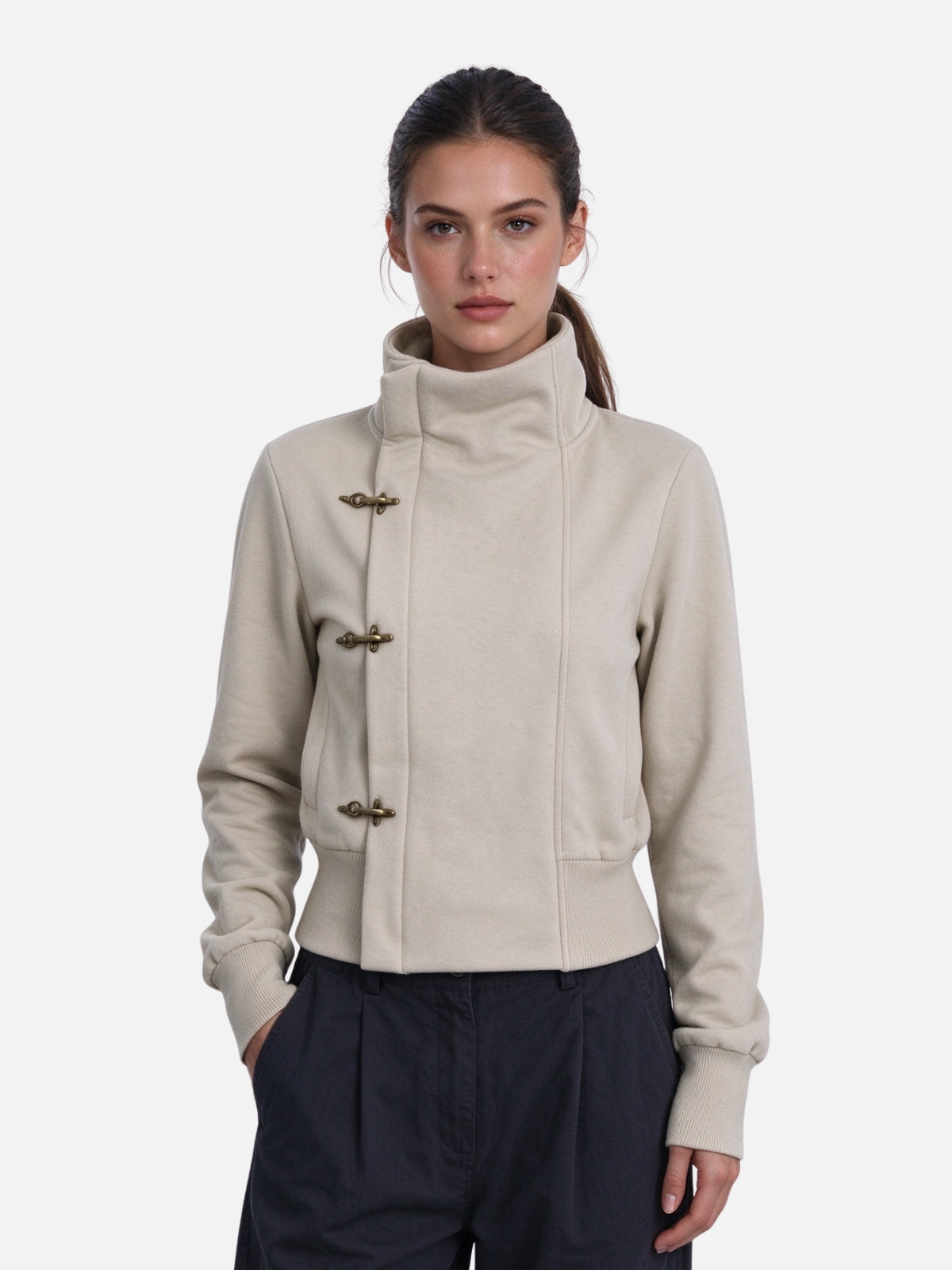Haaura Toggle Front Stand Collar Jacket