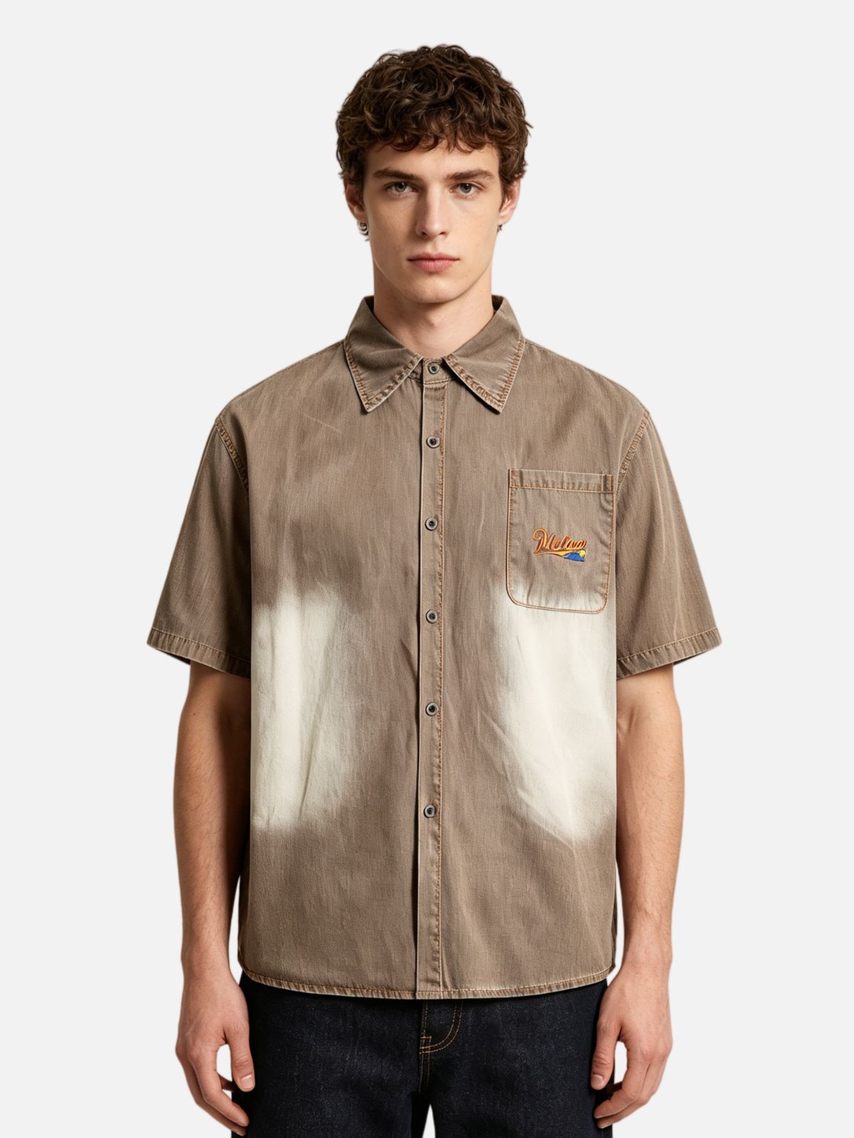 Haaura Embroidered Pocket Denim Shirt
