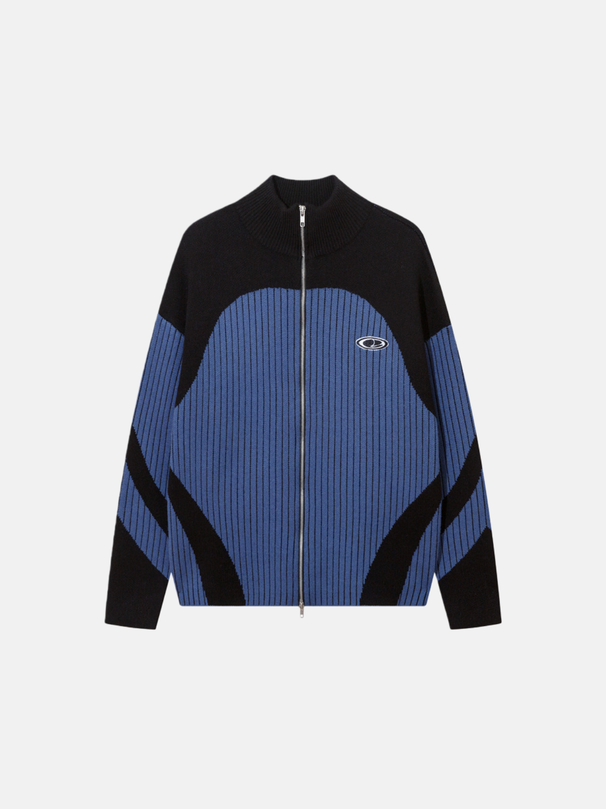 Haaura Color Blocking Stripe Turtleneck Cardigan