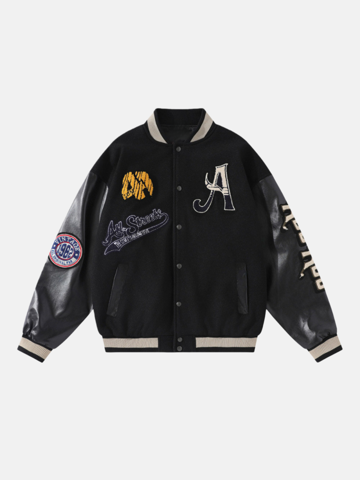 Haaura Towel Embroidery Badge Varsity Jacket