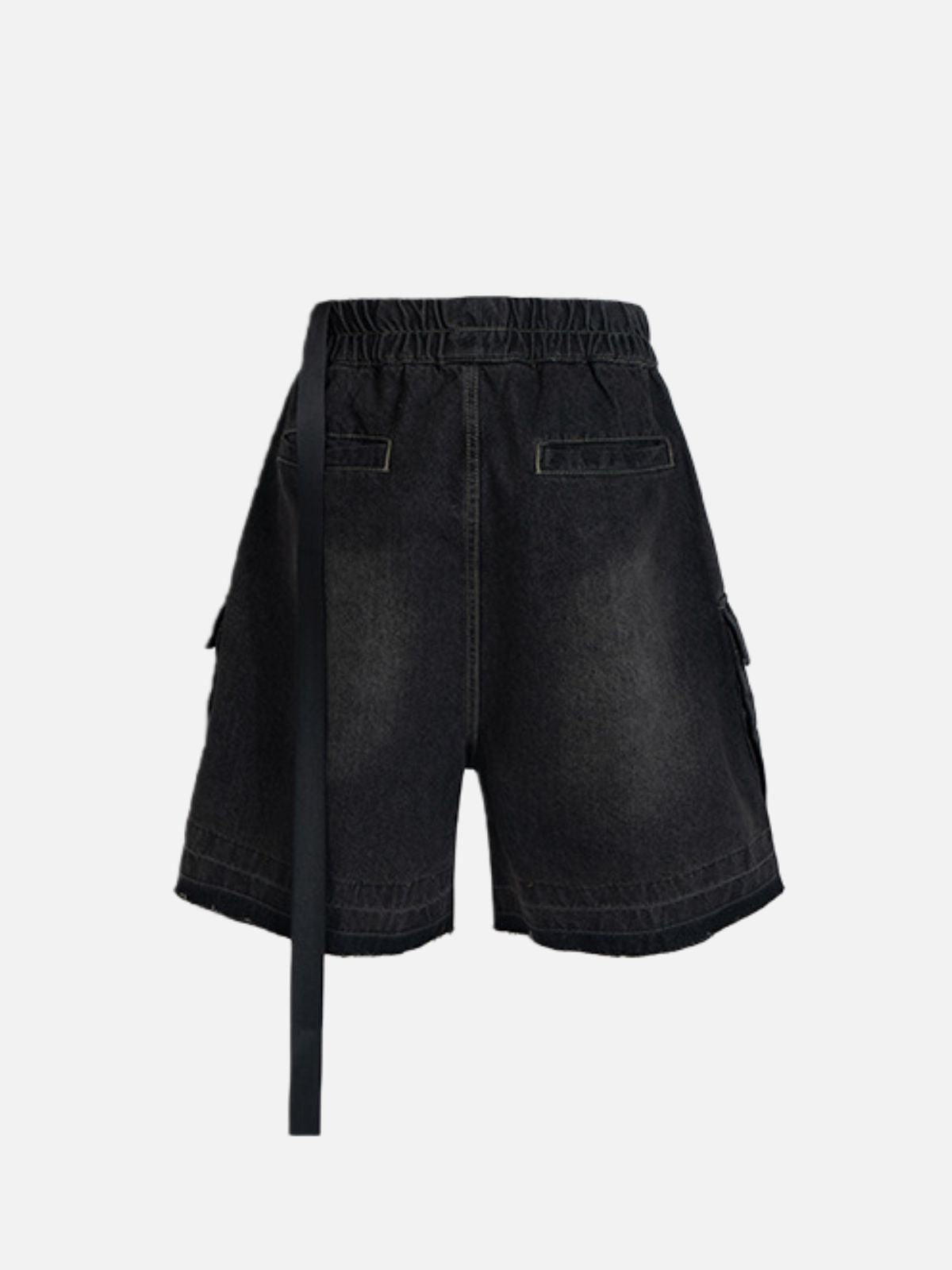 Haaura Drawstring Decorative Zipper Jorts