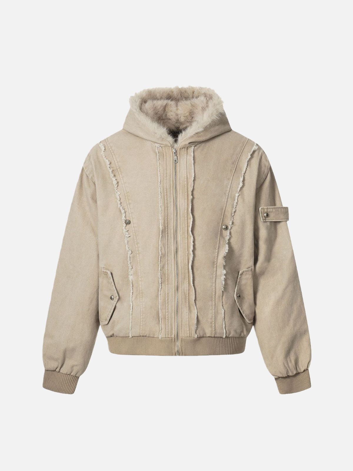 Haaura Fur-Trim Hooded Zip-Up Jacket
