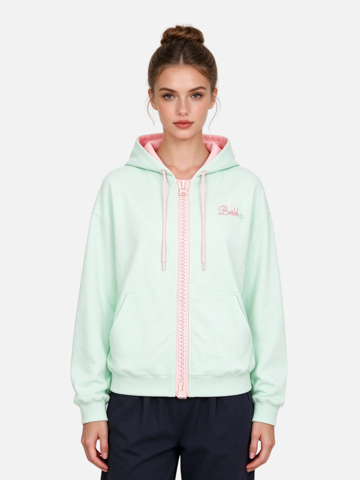 Haaura Polka Dot Zip Up Hoodie
