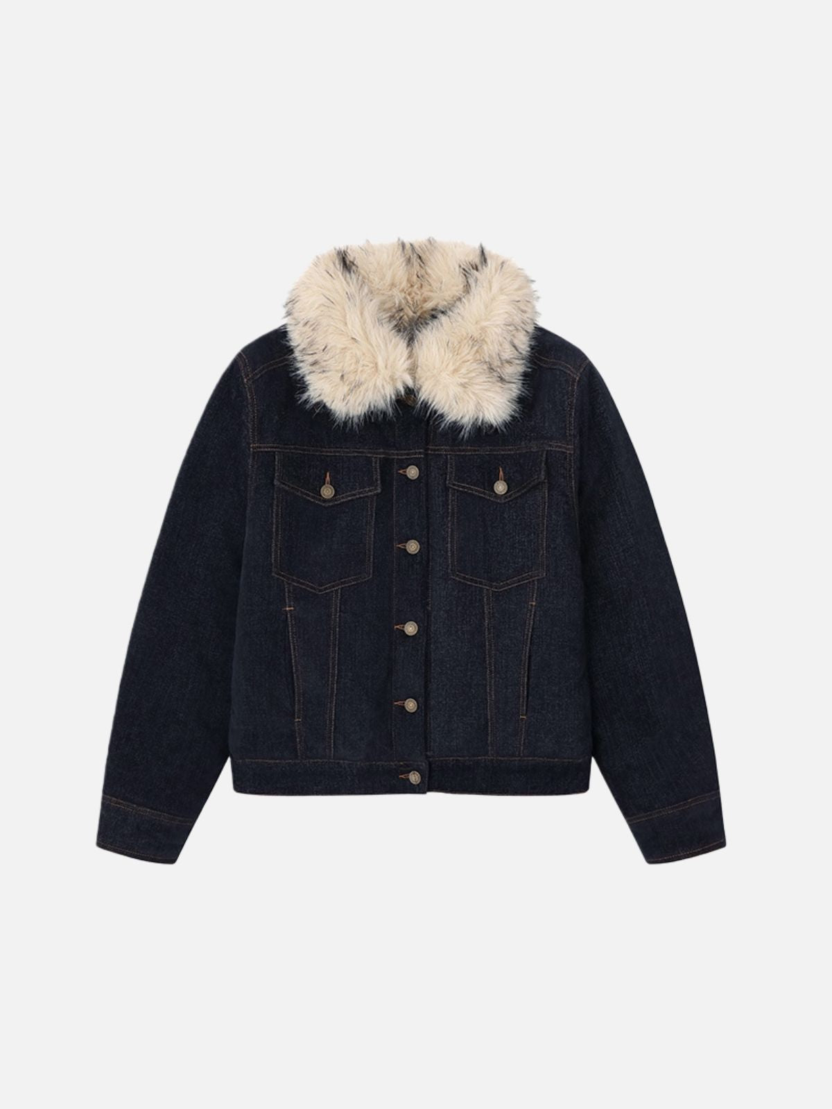 Haaura Classic Fur-Collar Denim Jacket
