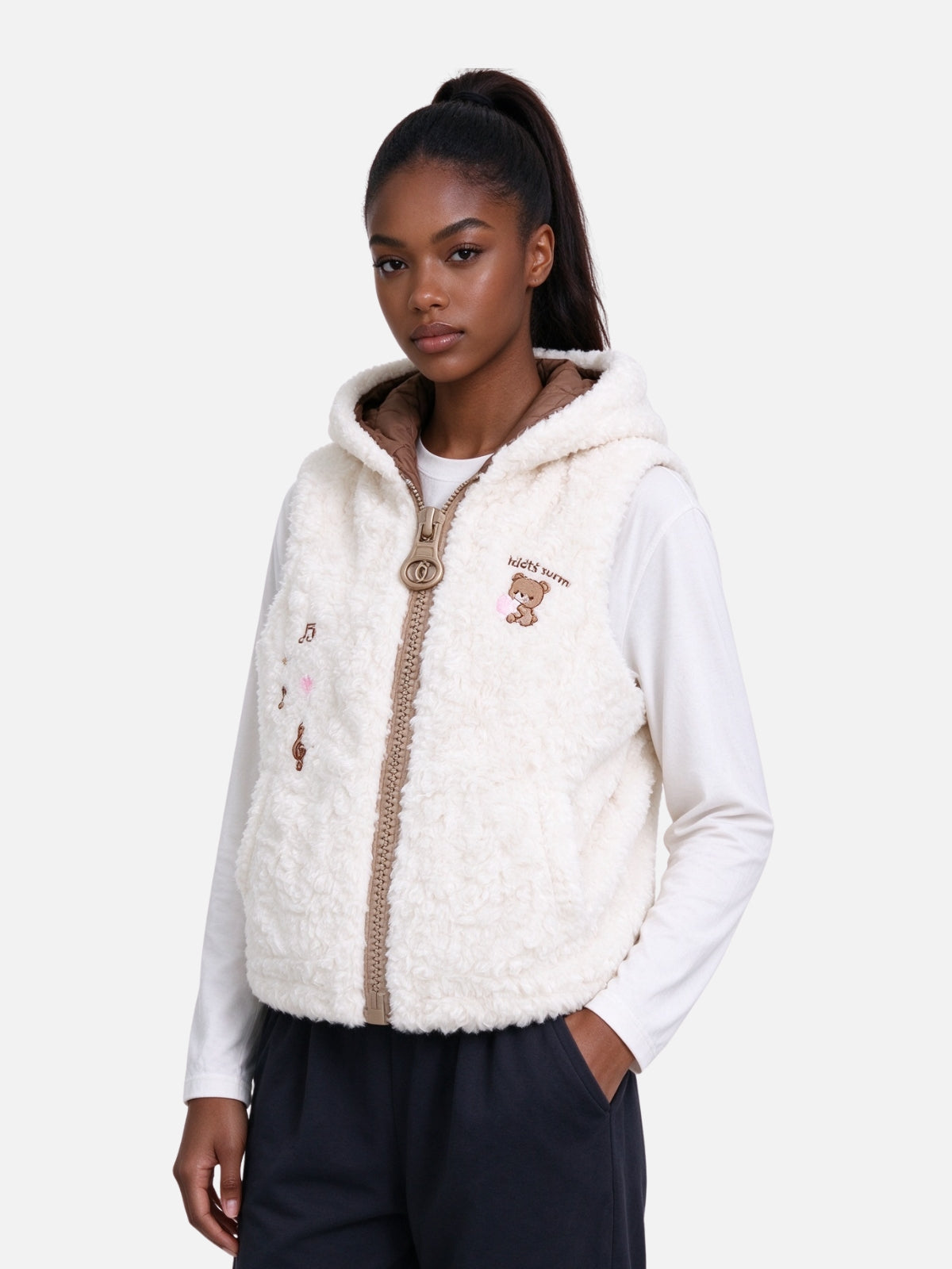 Haaura Bear Ear Fleece Hooded Vest