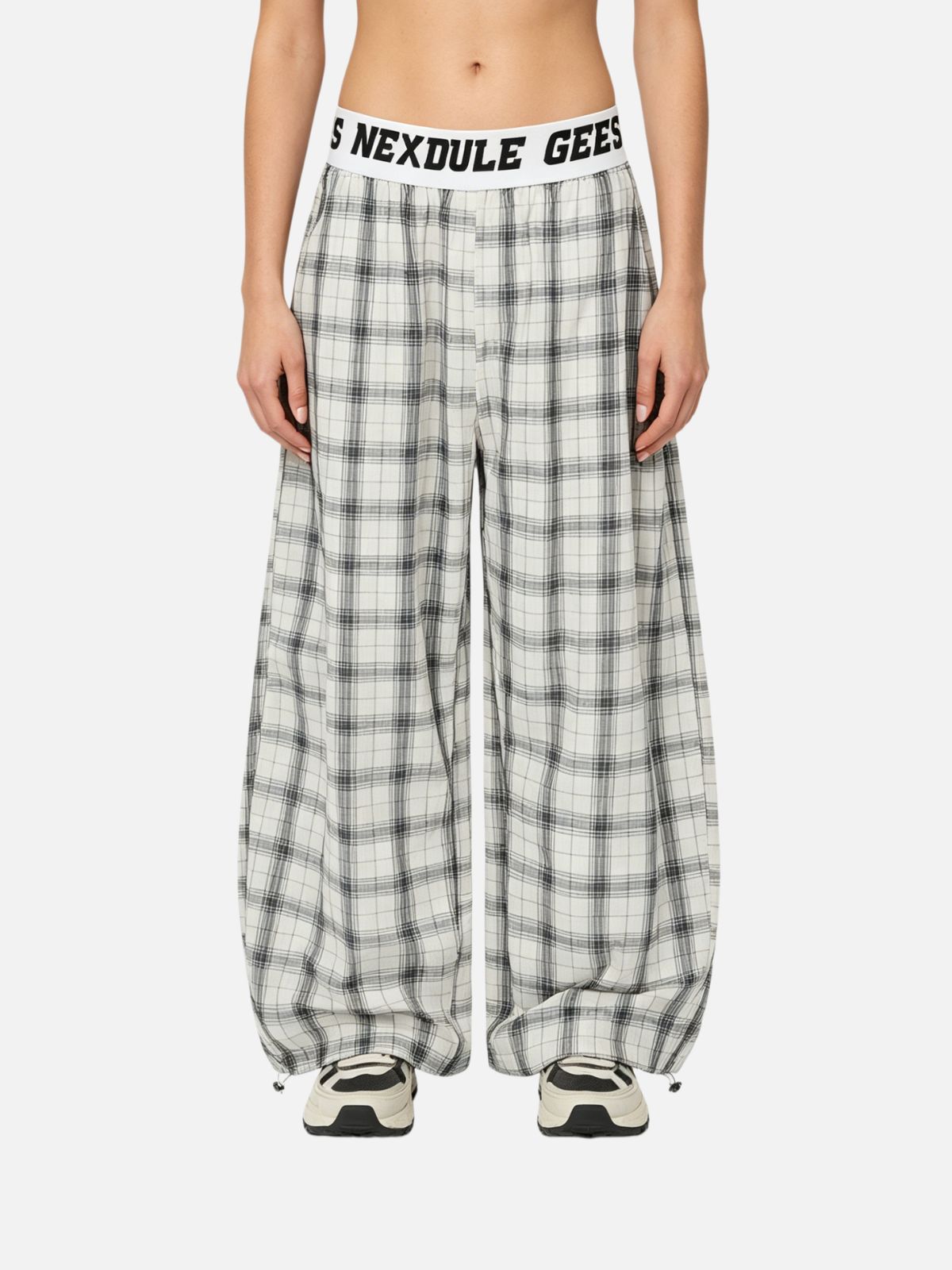 Haaura Retro Checkered Letter Baggy Pants