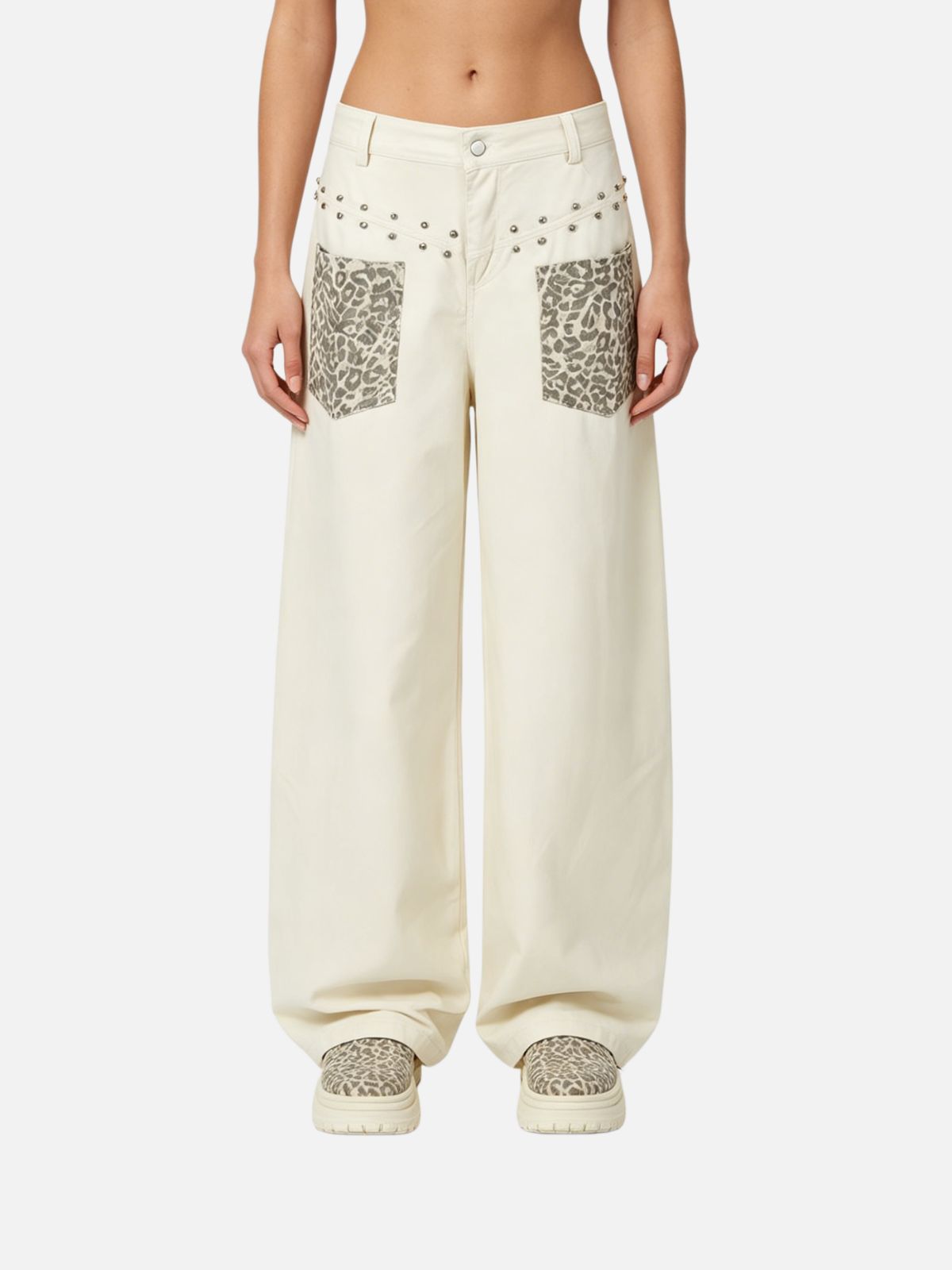 Haaura Leopard Pocket Baggy Barrel Pants