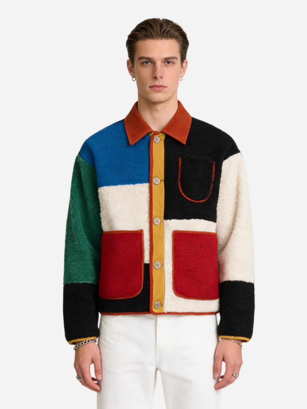 Haaura Color Block Sherpa Bomber Jacket