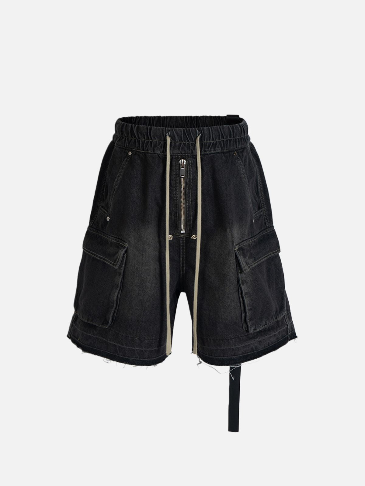 Haaura Drawstring Decorative Zipper Jorts