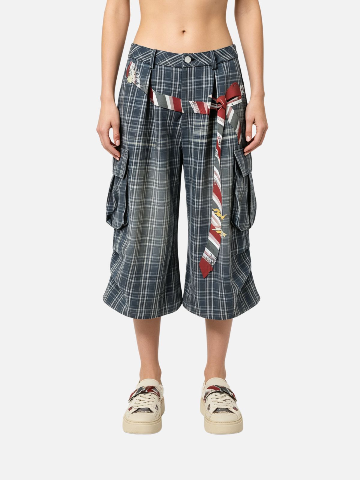 Haaura Plaid Multi Pocket Longline Shorts