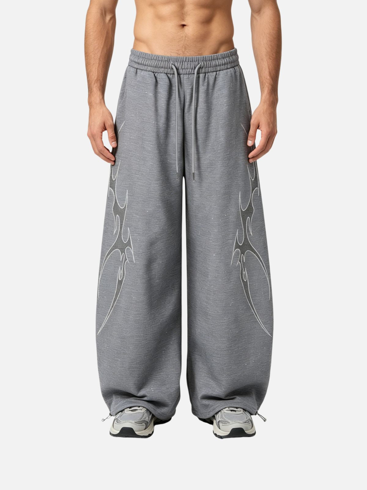 Haaura Rhinestone Thorn Baggy Barrel Sweatpants