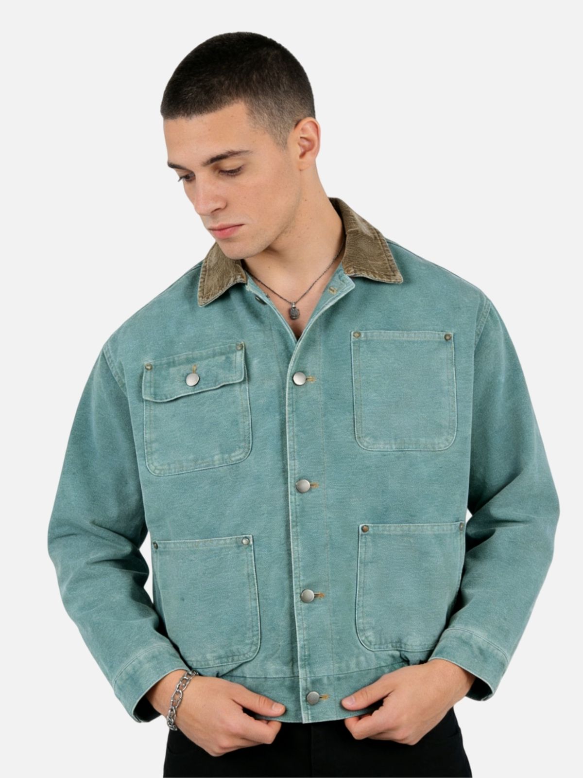 Haaura Washed Utility Denim Jacket