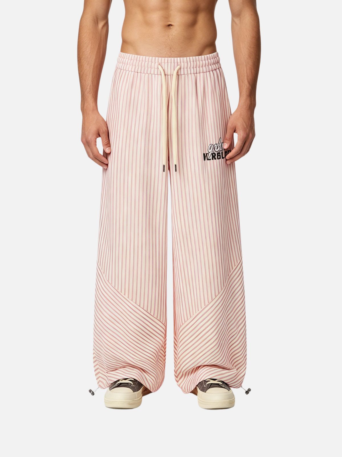 Haaura Striped Asymmetric Patchwork Pants