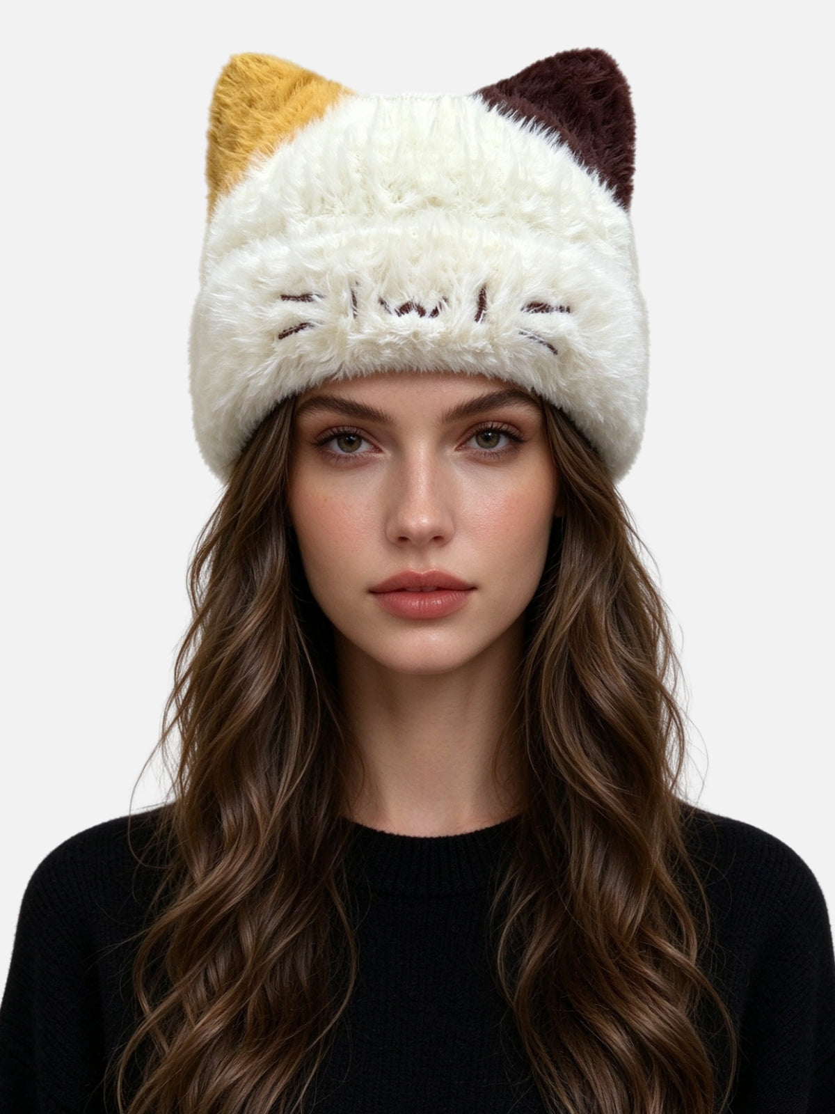 Cozy Fluffy Cat Face Beanie