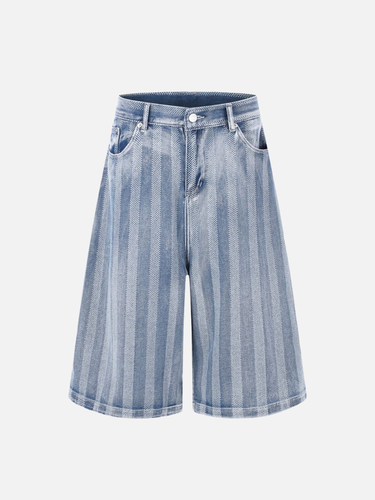 Haaura Baggy Vintage Washed Textured Stripe Jorts