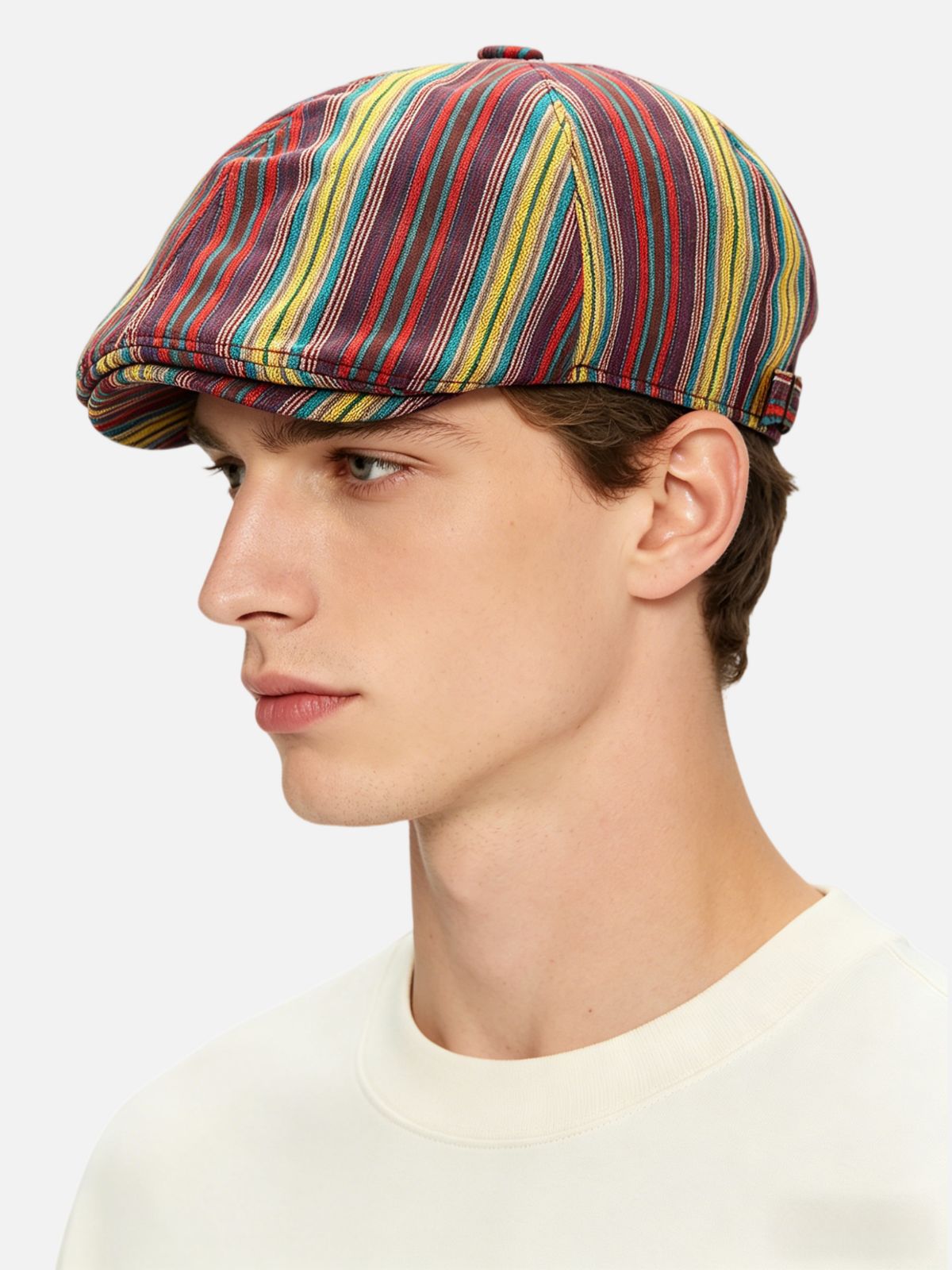 Striped Newsboy Cap