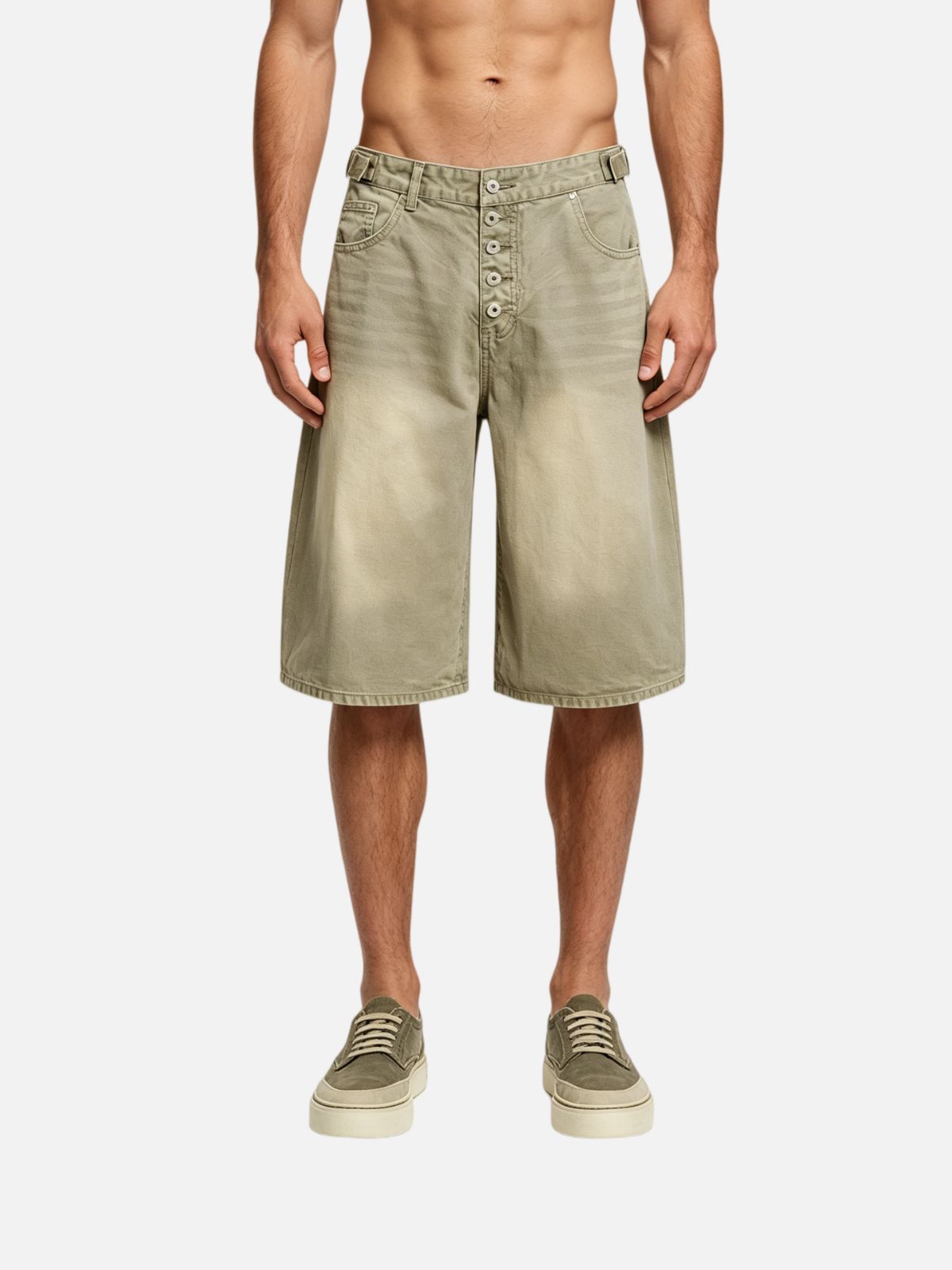 Haaura Baggy Vintage Washed Button Jorts