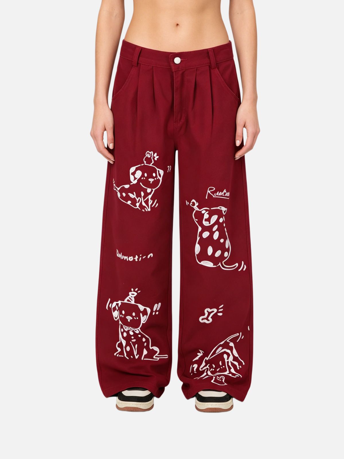 Haaura Baggy Vintage Dog Print Pants