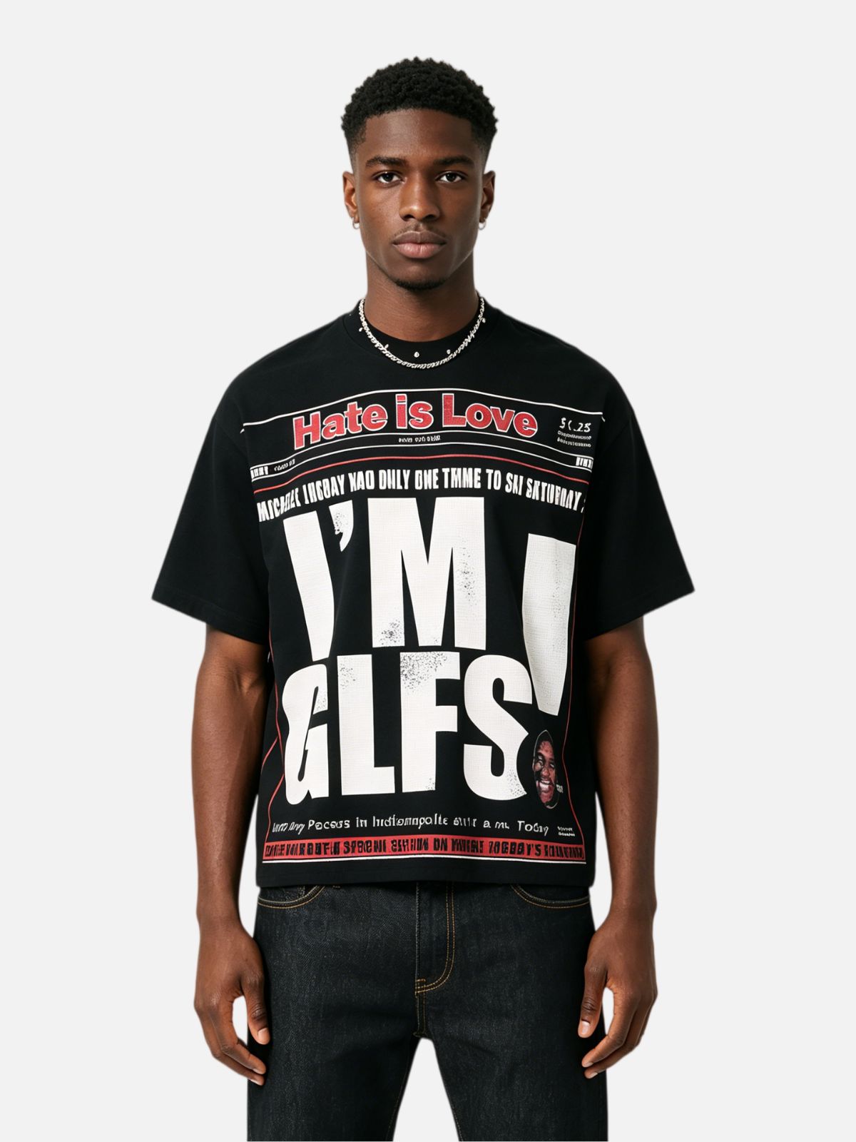 Haaura Studded Hate is Love Graphic Tee