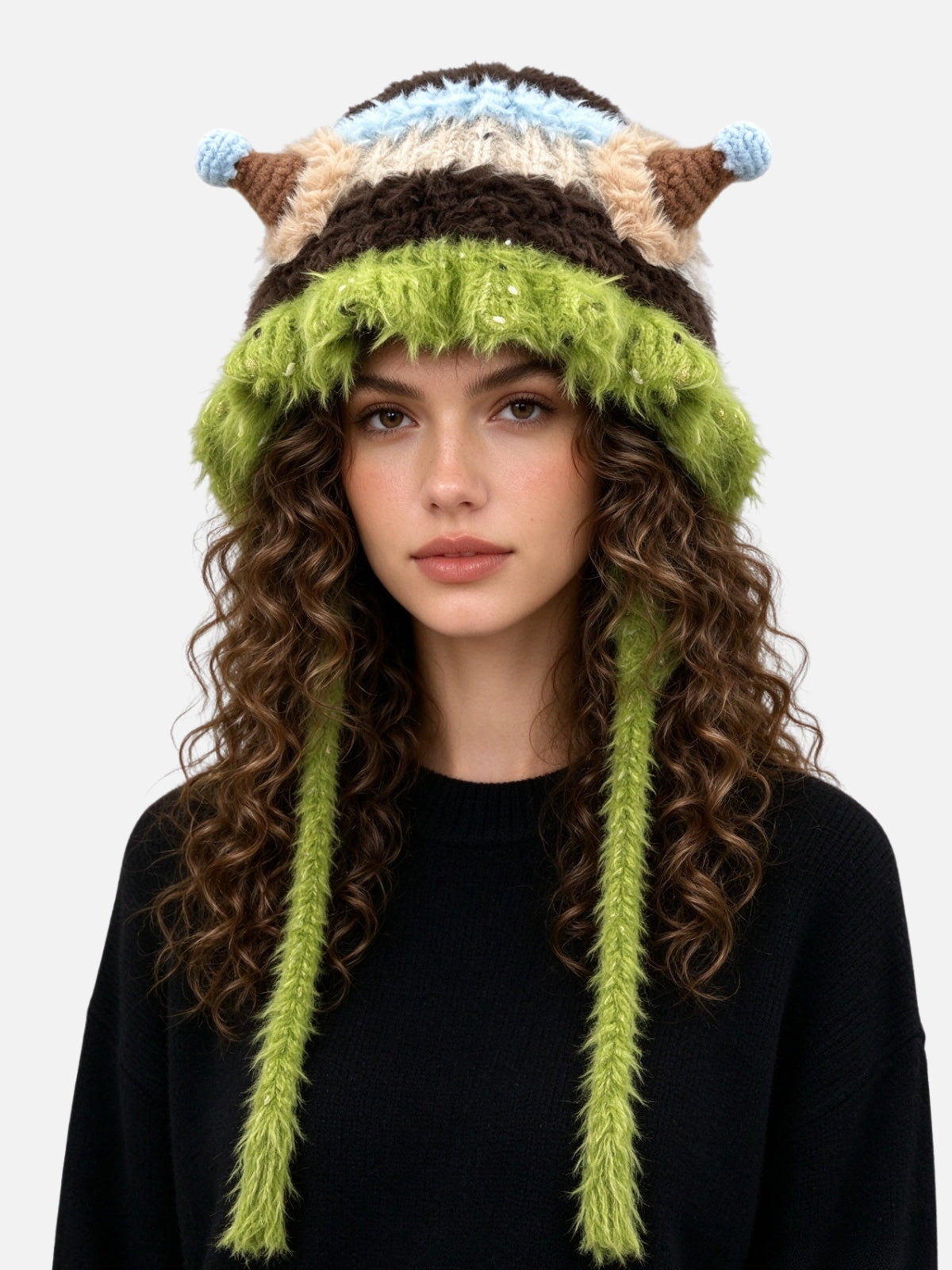 Cozy Fuzzy Monster Earflap Knit Hat