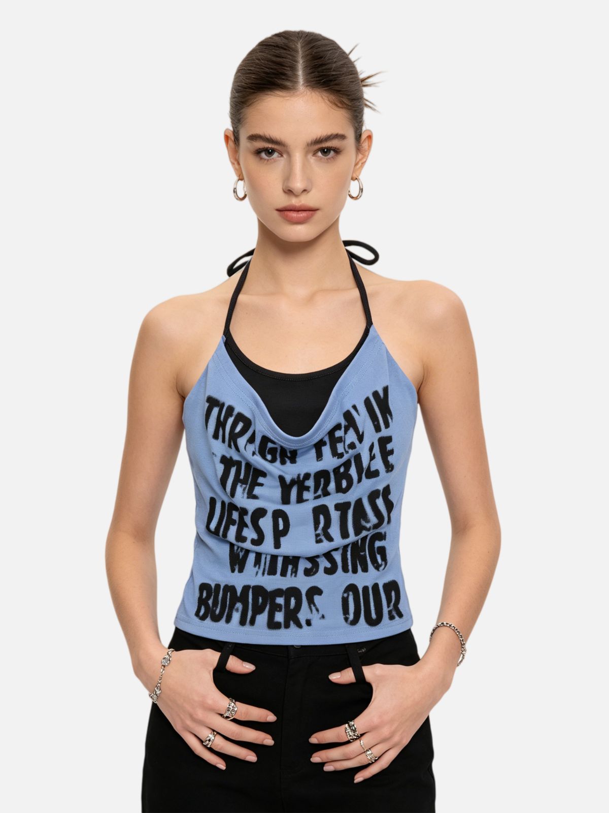 Haaura Verble Graphic Halter Tube Top