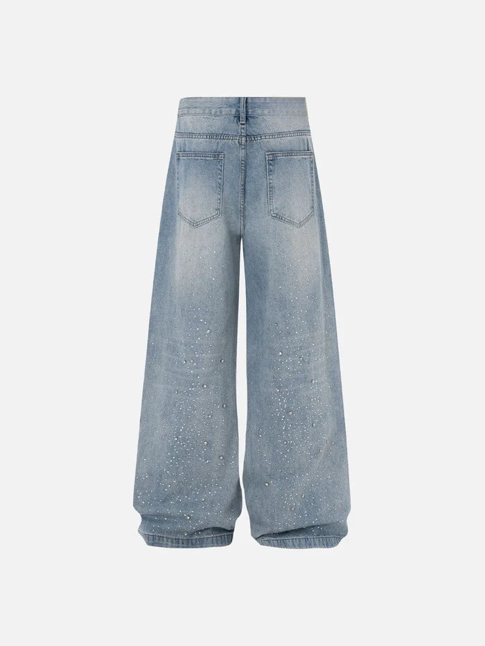 Haaura Rhinestone Baaggy Jeans