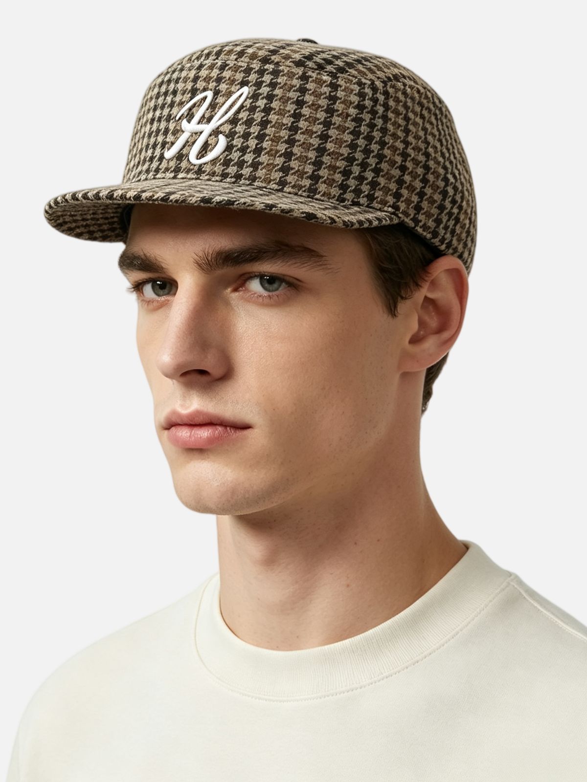 Tweed Script H Camp Cap