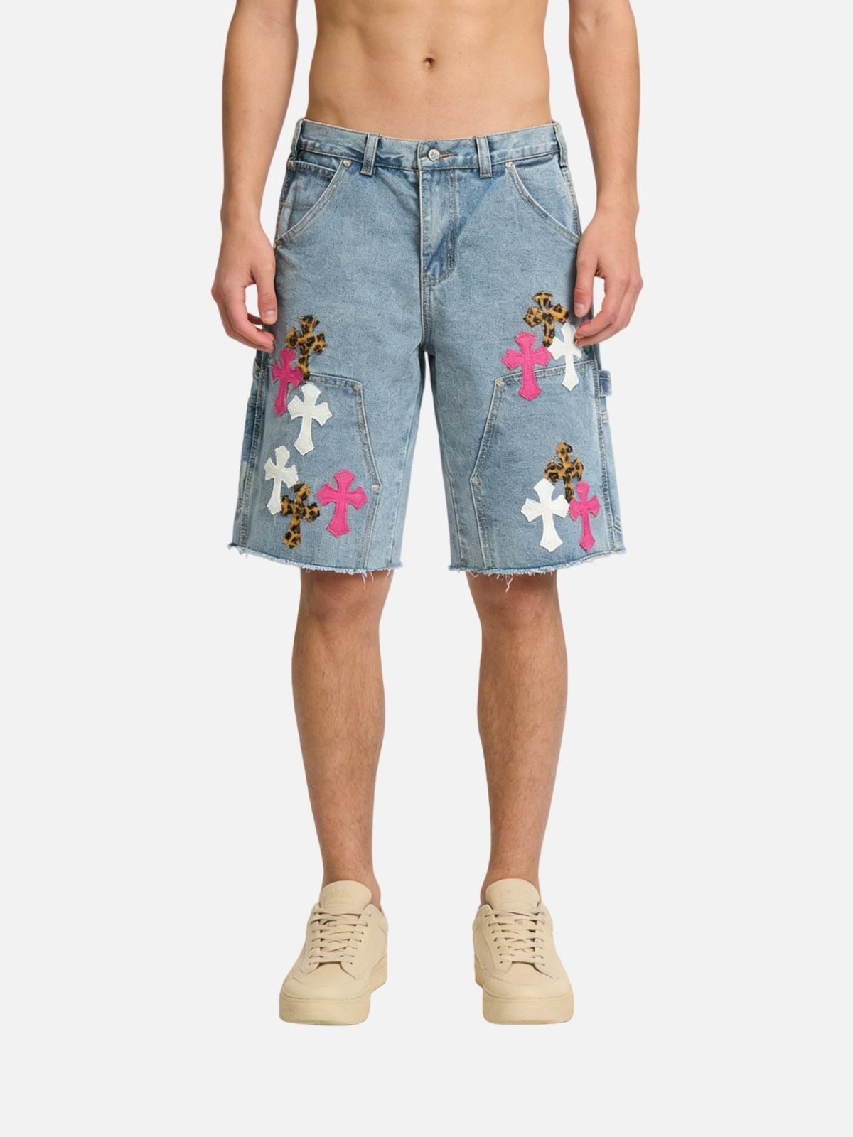 Haaura Cross Patch Denim Shorts